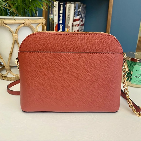 MICHAEL KORS Leather Bag Cindy Mini Dome Crossbody Terracota Color - Picture 4 of 16